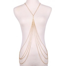 Fashionable Faux Pearl Decorated Multi-Layered Body Chain For Women
